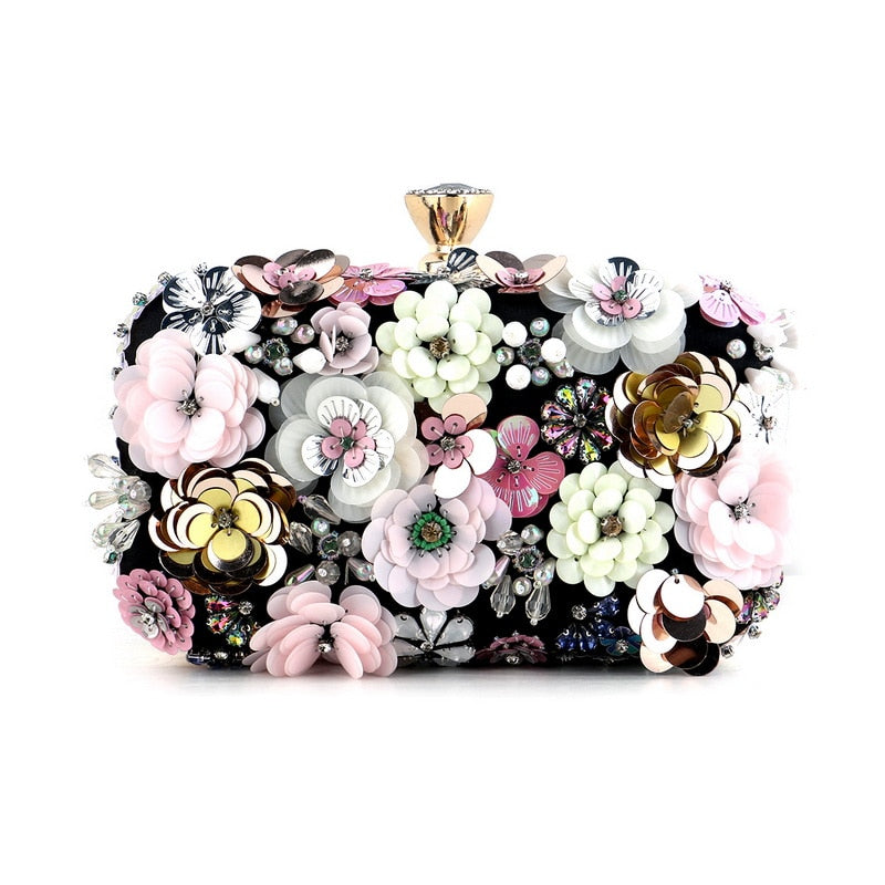 Flower Candy Color Women Evening Bags Wedding Party Event Clutch Diamonds Metal Rhinestones Handbags Beading Purse Diamonds Bag