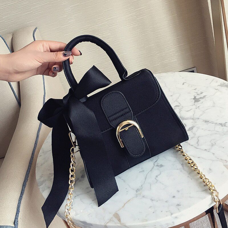 Top-handle bags women handbag chain bags new fashion European style velvet wild bow portable crossbody bags for women