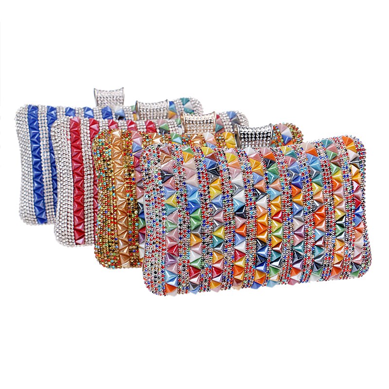 Flower Candy Color Women Evening Bags Wedding Party Event Clutch Diamonds Metal Rhinestones Handbags Beading Purse Diamonds Bag