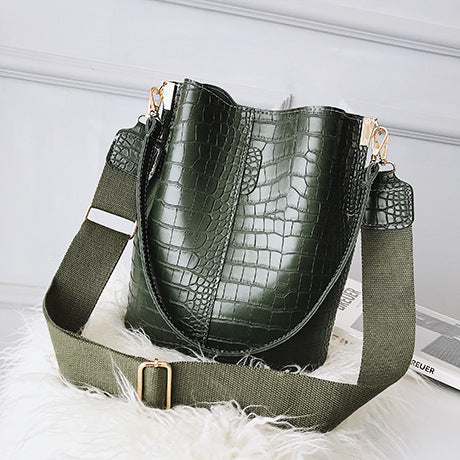 Large Capacity Alligator Bucket Bags Women Crocodile Pattern Handbag Casual Crocodile Shoulder Messenger Bags Ladies PU Purse