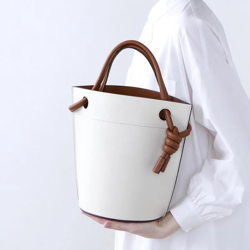 Handbags For Women Luxury Designer Bucket Bag PU Leather Material Party Simple Contrasting Style Small Fast Delivery