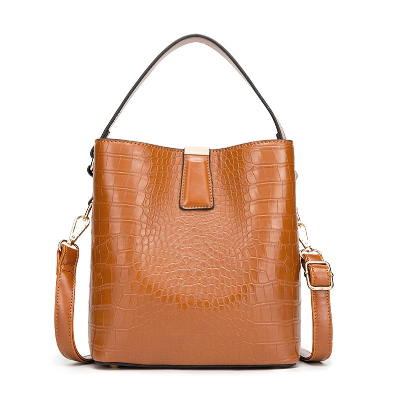 Crocodile Pattern Bucket Bags Leather Handbags Women Crossbody Bags Totes Ladies Shoulder Messenger Bag Female Purses