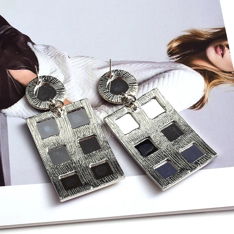 New Design Geometric Metal Colorful Glass Sequined Drop Earrings High-Quality Fashion Pendant Jewelry Accessories For Women