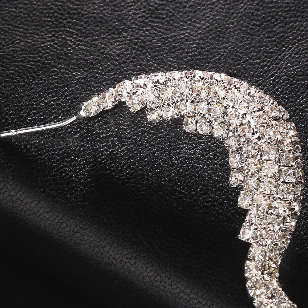 Exaggerated large flower earrings, women's personalized rhinestone earrings, noble and sparkling