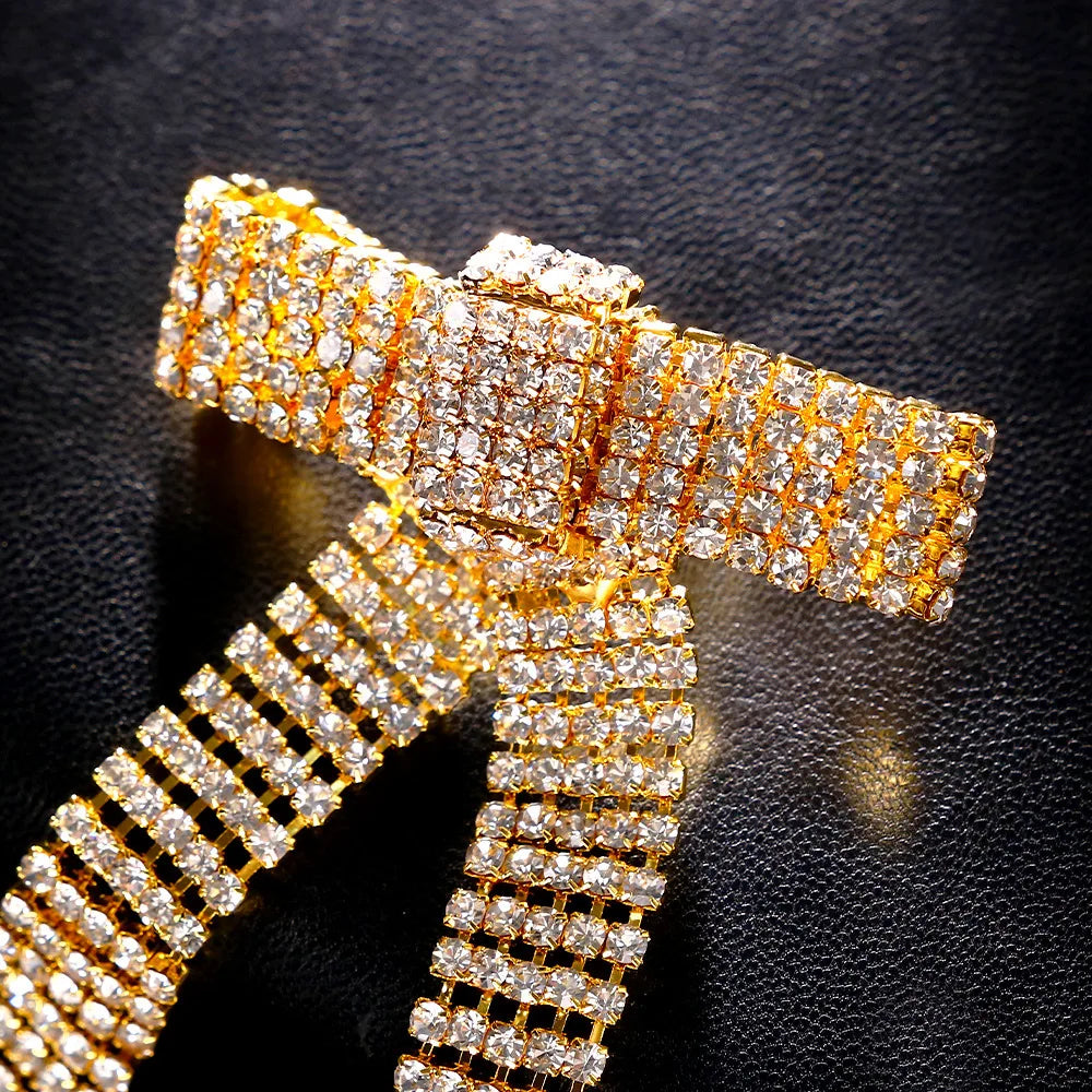 Bow Earrings Statement Ear Accessories Christmas Gift Charm Crystal Hanging Earrings Banquet Jewelry