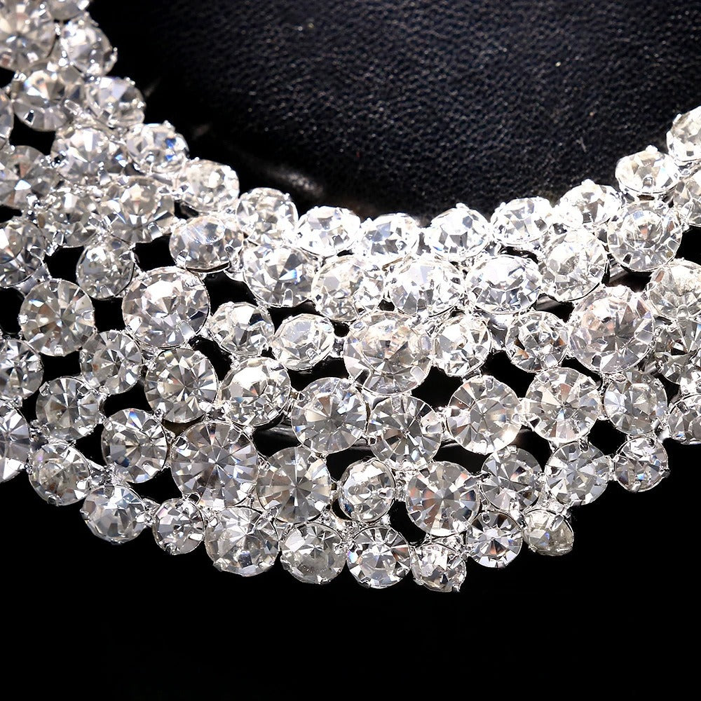 Exaggerated Circle Big Hoop Earrings Crystal Geometric Fashion Rhinestone Dangle Earrings Large Round Personality