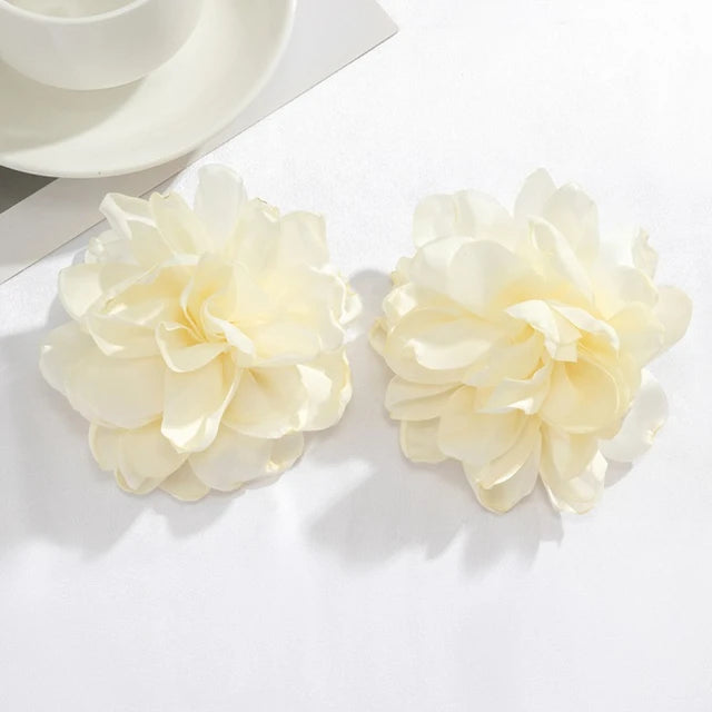 Fabric large flower earrings niche flower simulation flower earrings