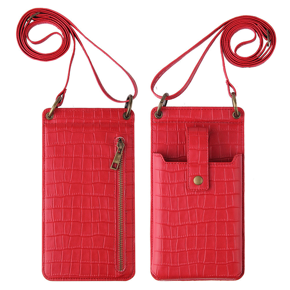 New Multi Function Messenger Vertical Retro Mini One-Shoulder Crocodile Pattern Coin Purse Mobile Phone Bag