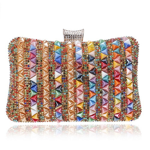 Flower Candy Color Women Evening Bags Wedding Party Event Clutch Diamonds Metal Rhinestones Handbags Beading Purse Diamonds Bag