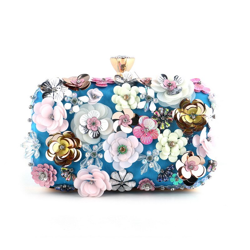 Flower Candy Color Women Evening Bags Wedding Party Event Clutch Diamonds Metal Rhinestones Handbags Beading Purse Diamonds Bag