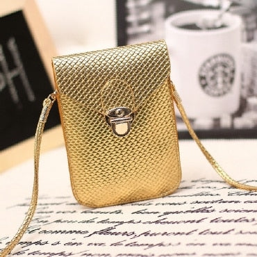 Fluorescence Colors Women Mobile Phone Bags Fashion Small Change Purse Female Woven Buckle Shoulder Bags Mini Messenger Bag