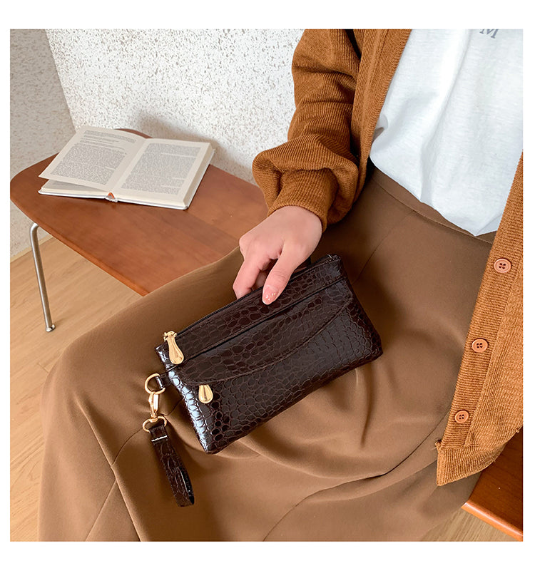 Spring Trend Korean Crocodile Pattern Ladies Clutch Bags Ladies Mobile Coin Purses Ladies Casual Clutches Clutch Bags