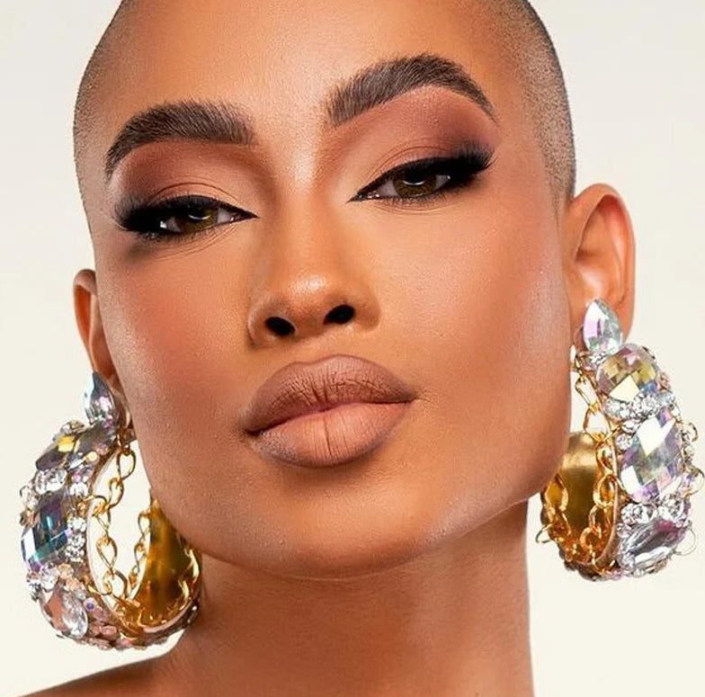 Elegant Crystal Exaggerated Hoop Earrings Water Drop for Women  Trenty Geometric Rhinestone Earrings Wedding Accessories