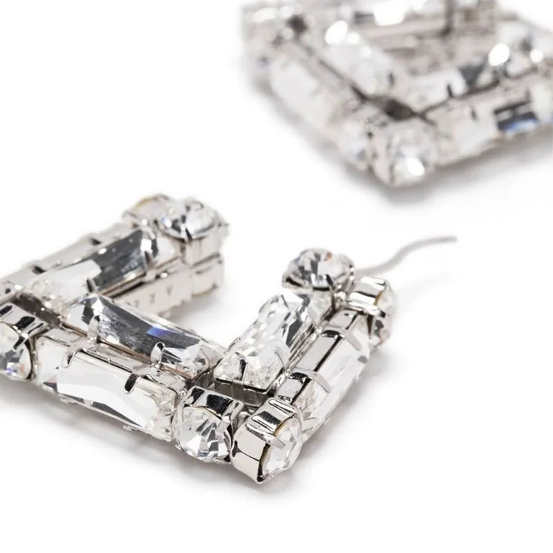Large Rhinestone Square Earrings Wedding for Women Fashion Jewelry Shiny Geometric Crystal Earrings Party Gifts