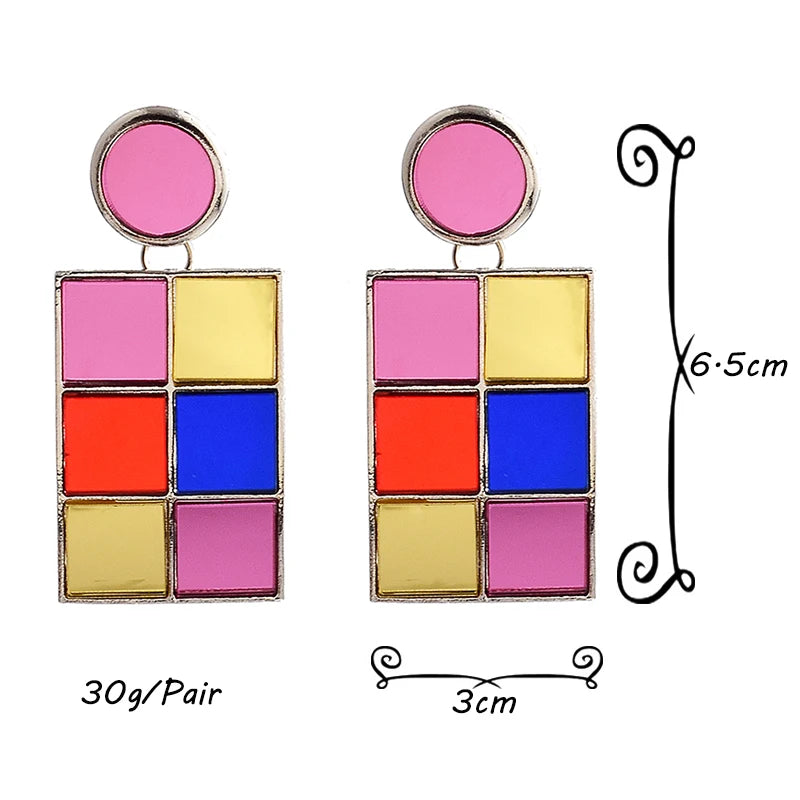 New Design Geometric Metal Colorful Glass Sequined Drop Earrings High-Quality Fashion Pendant Jewelry Accessories For Women