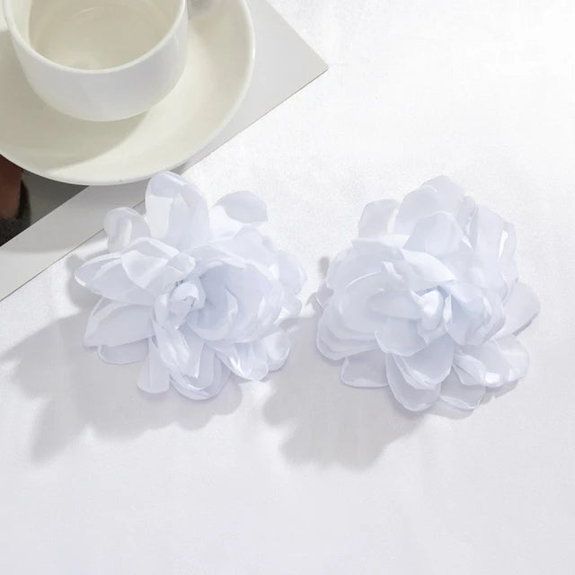 Fabric large flower earrings niche flower simulation flower earrings