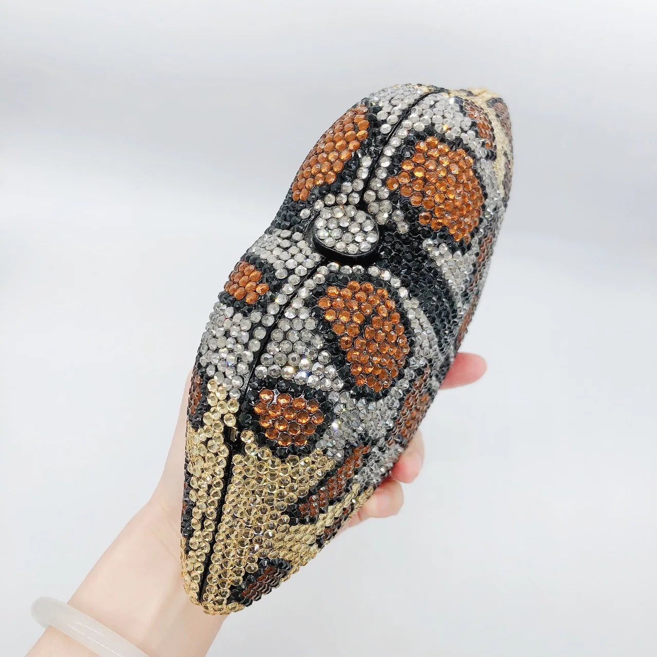 Leopard Print Mouth Diamond Wedding Purses WHTUOHENG Crystal Evening Clutches Rhinestone Women Party Bling Sparkling Handbags