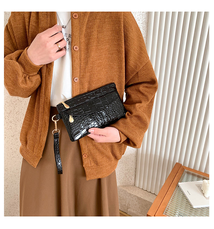 Spring Trend Korean Crocodile Pattern Ladies Clutch Bags Ladies Mobile Coin Purses Ladies Casual Clutches Clutch Bags