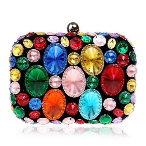 Flower Candy Color Women Evening Bags Wedding Party Event Clutch Diamonds Metal Rhinestones Handbags Beading Purse Diamonds Bag