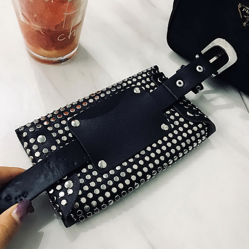 Rivets Waist Pack Luxury Designer Fanny Pack Small Women Waist Bag Phone Pouch Punk Belt Bag