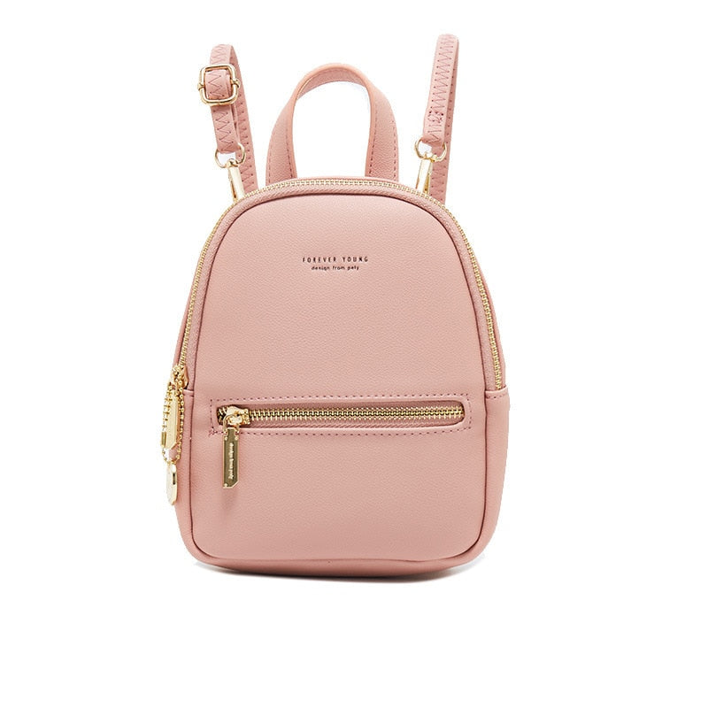 Forever Young Designer Women Backpack Mini Soft Touch Leather Small Backpack Female Fashion Ladies Bagpack Satchel Shoulder Bag