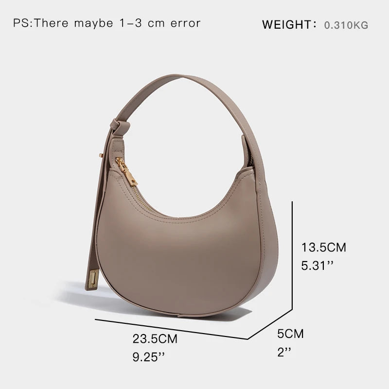 Half Moon Women Shoulder Bags Soft PU Leather Phone Purse Handbags Female Small Casual Tote Bag High Quality