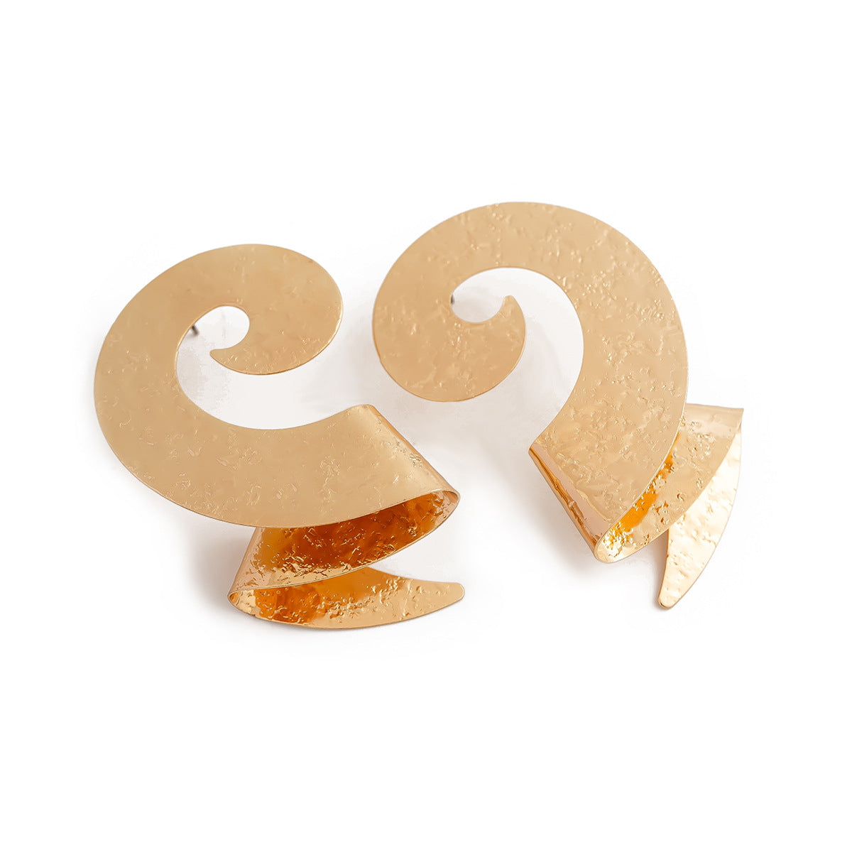 Personalized Geometric Trendy Female Irregular Earrings Double Fold Fan shaped Metal Earrings