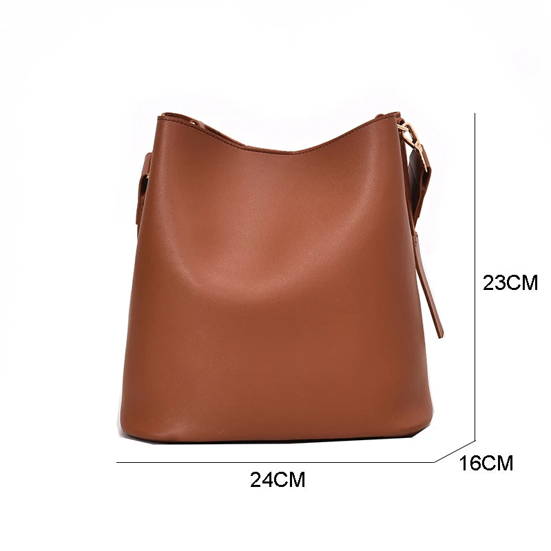 casual wide strap buckets bag designer women shoulder bags luxury pu crossbody bag large capacity messenger bag simply purses