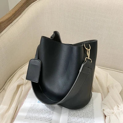 casual wide strap buckets bag designer women shoulder bags luxury pu crossbody bag large capacity messenger bag simply purses